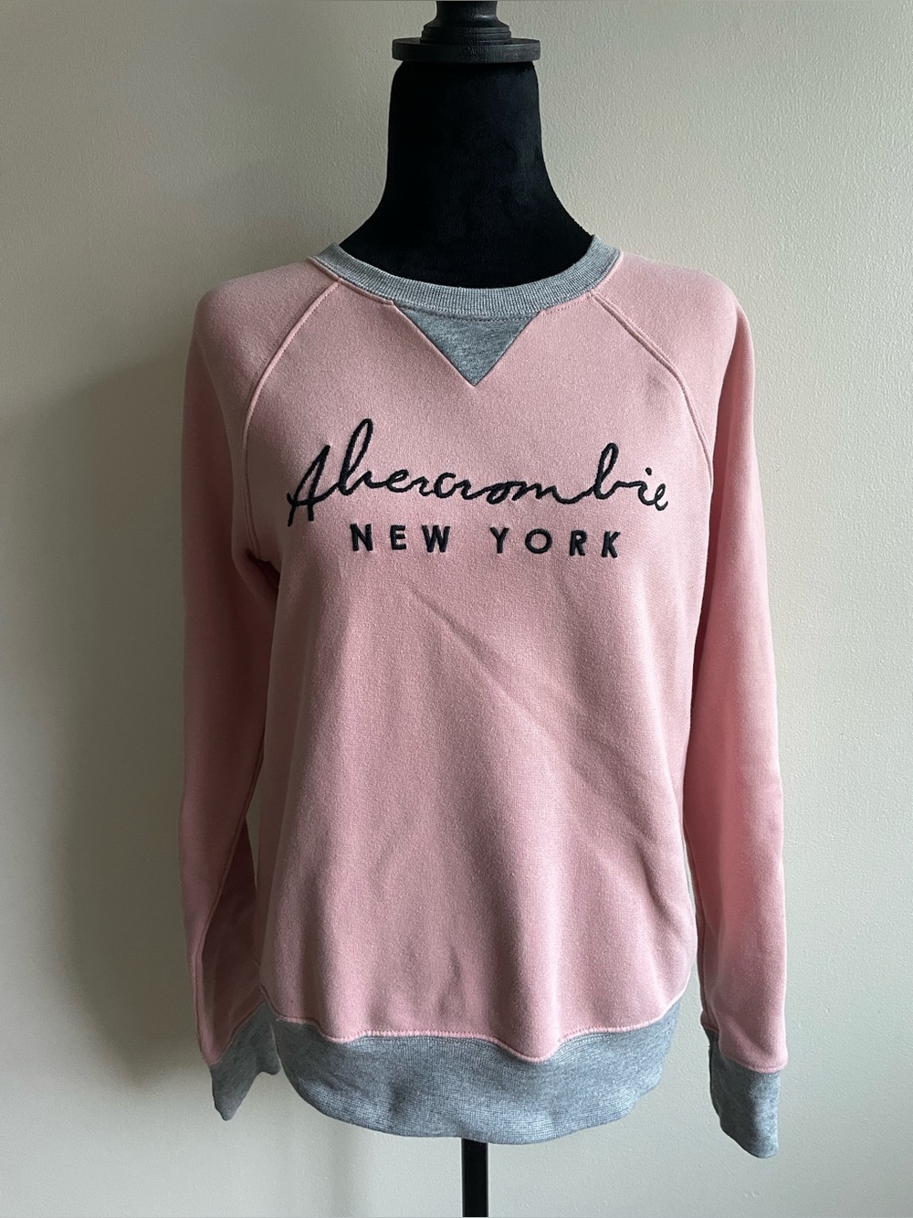 Abercrombie & Fitch Pink Gray New York Raglan Sweatshirt S Y2K Preppy